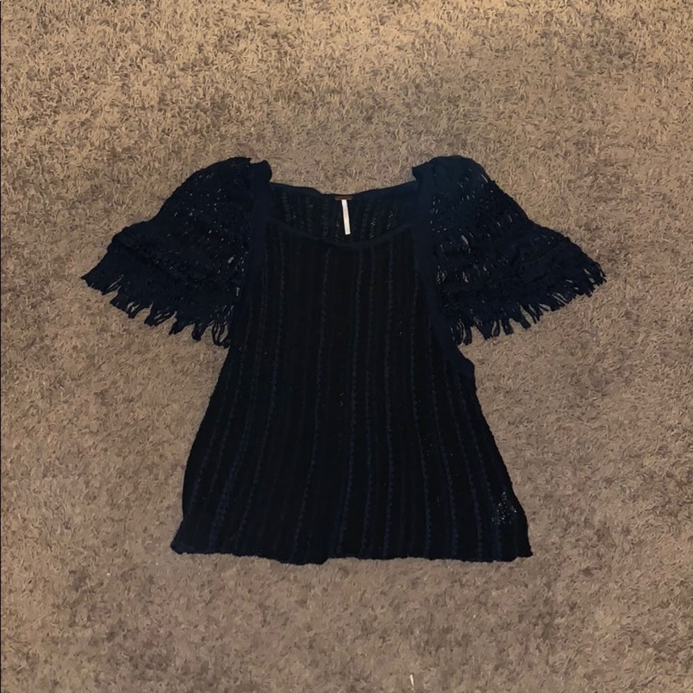 Navy blue Free People sweater t-shirt top